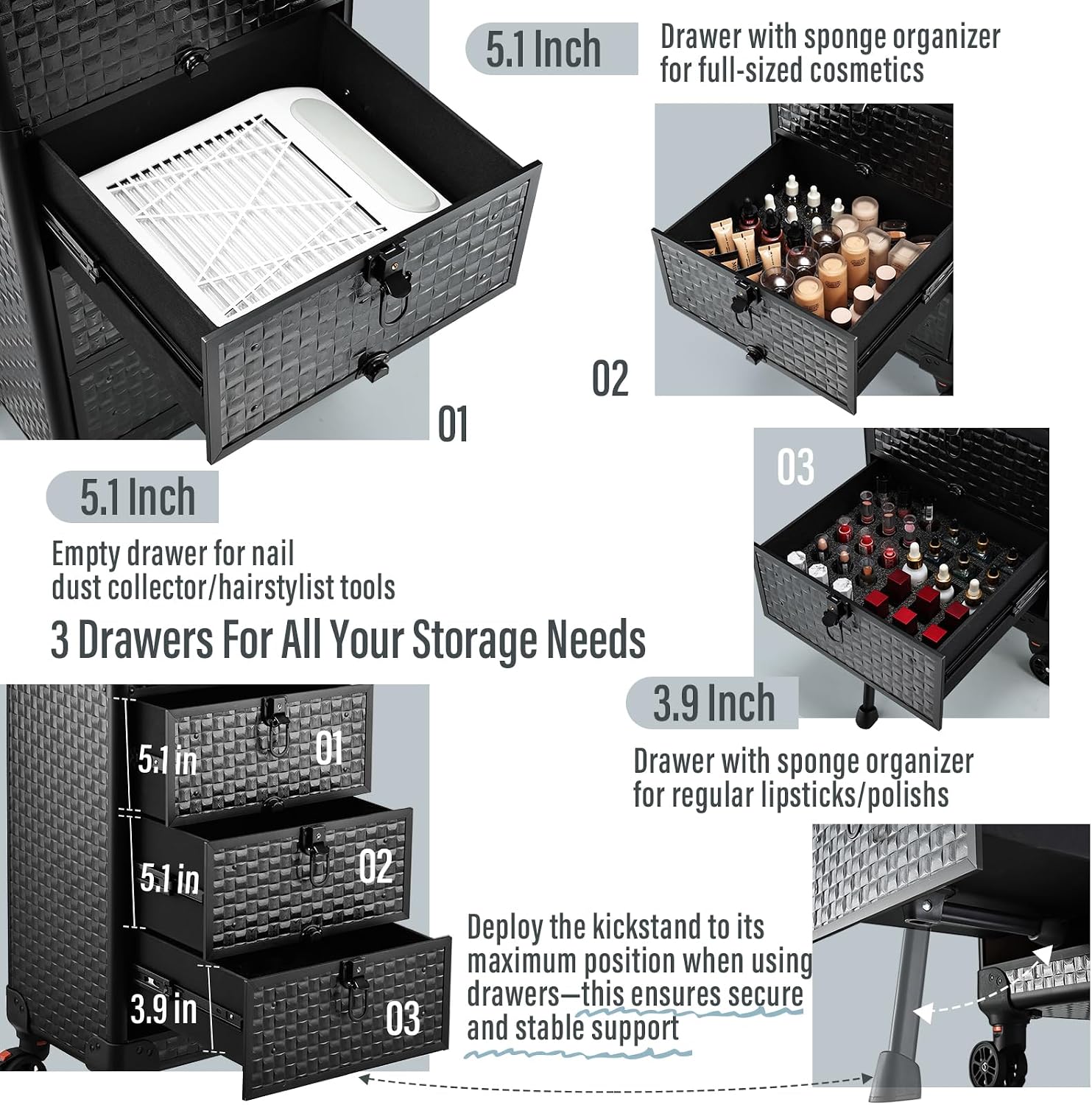 Rolling Salon Cart with 3 Draw - огляд і ціна Spa & Wellness Zámeček Petrovice