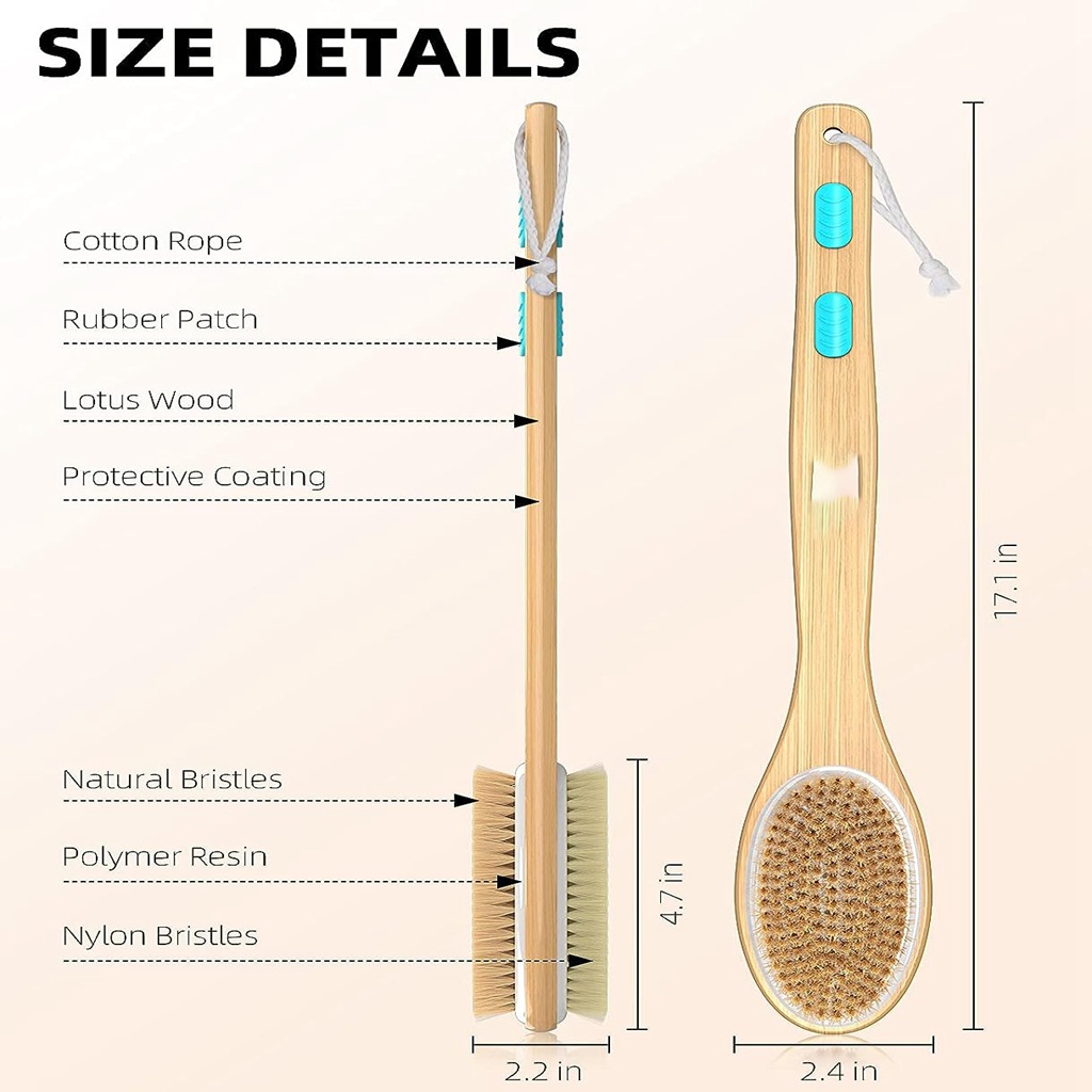 Back Scrubber for Shower, Long - огляд і ціна Dry Brush Body